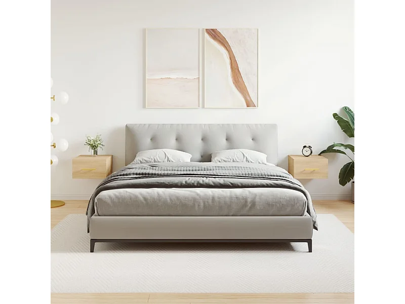 Nylo  Nachtkastjes 2 st wandgemonteerd 35x35x20 cm sonoma eikenkleur