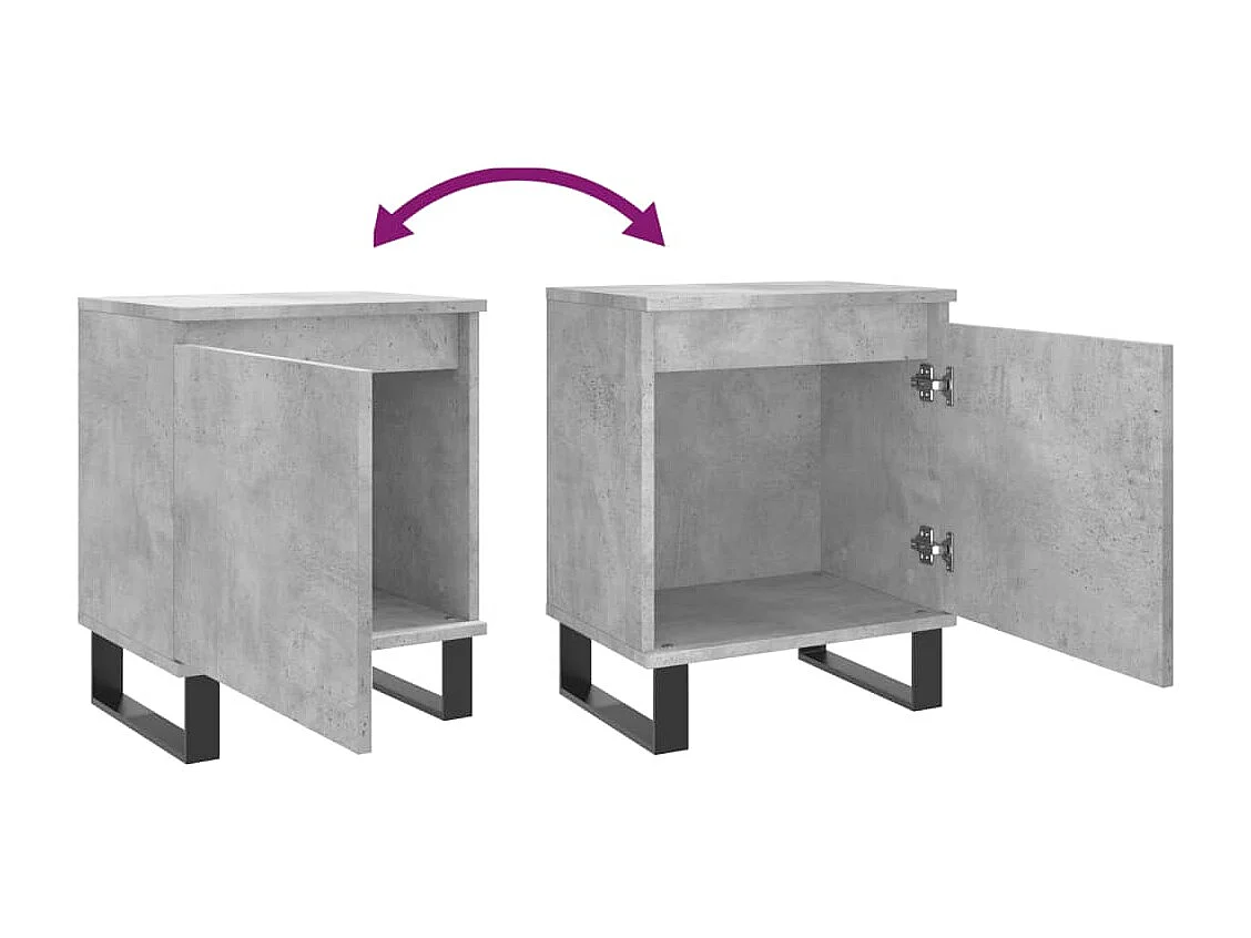 Cydor  Table de chevet gris béton 40x30x50 cm bois d'ingénierie