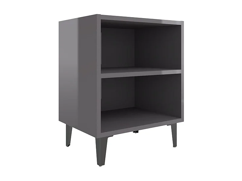 Silo  Nachttisch mit Metallbeinen Hochglanz-Grau 40x30x50 cm