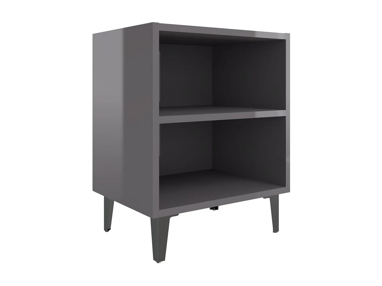 Silo  Comodino con Gambe in Metallo Grigio Lucido 40x30x50 cm