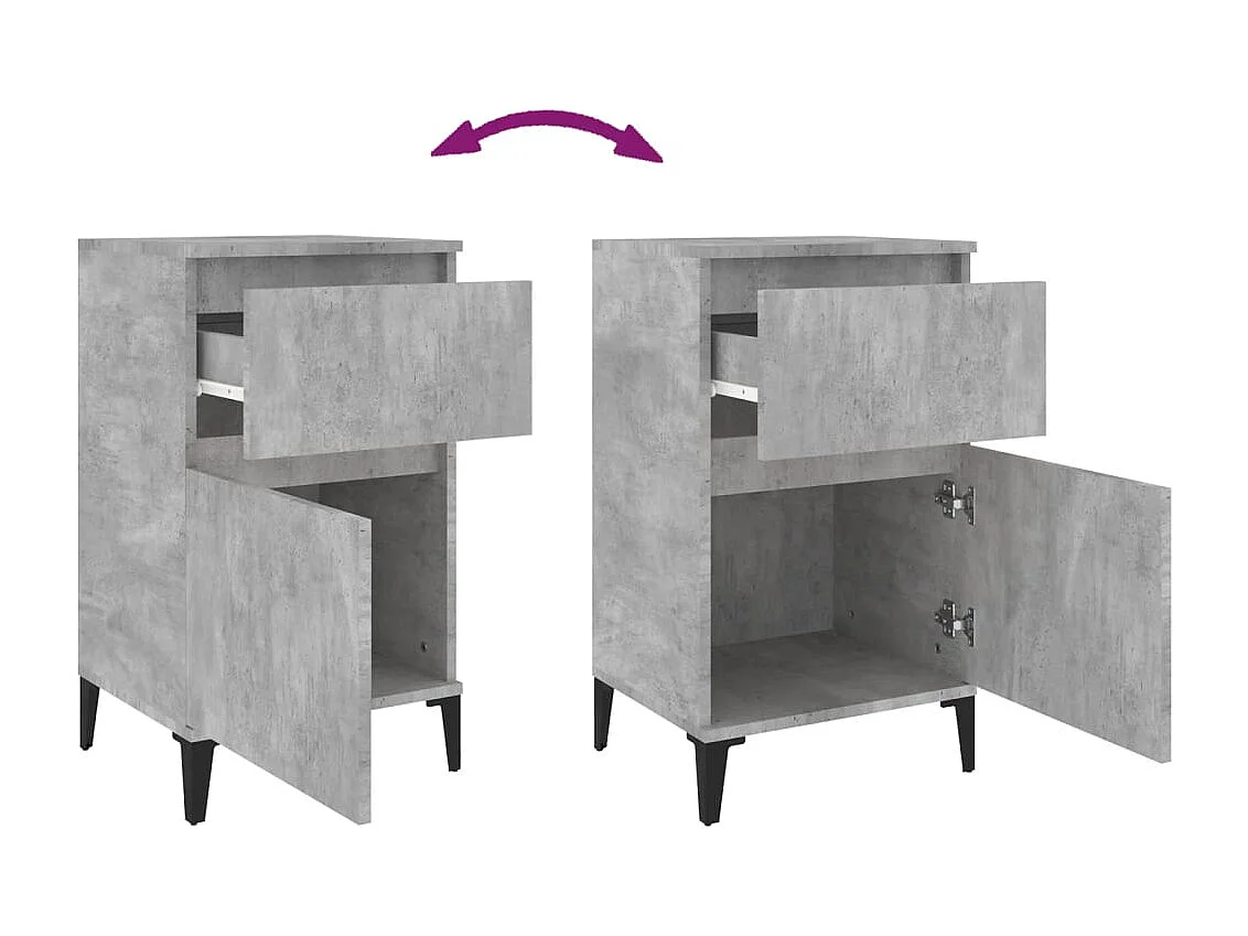 Amite  Tables de chevet 2 pcs gris béton 40x35x70 cm