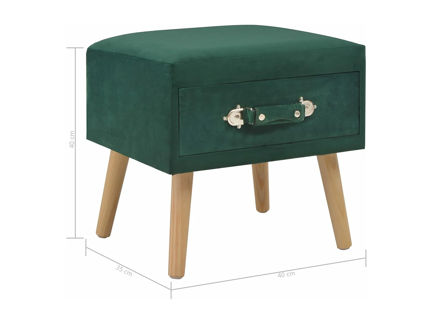 Dorien  Table de chevet Vert 40x35x40 cm Velours