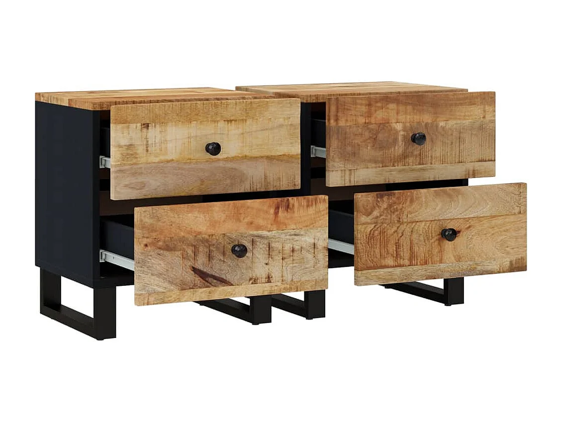 Posio  Mesitas de noche 2 uds madera maciza de mango 40x33x46 cm