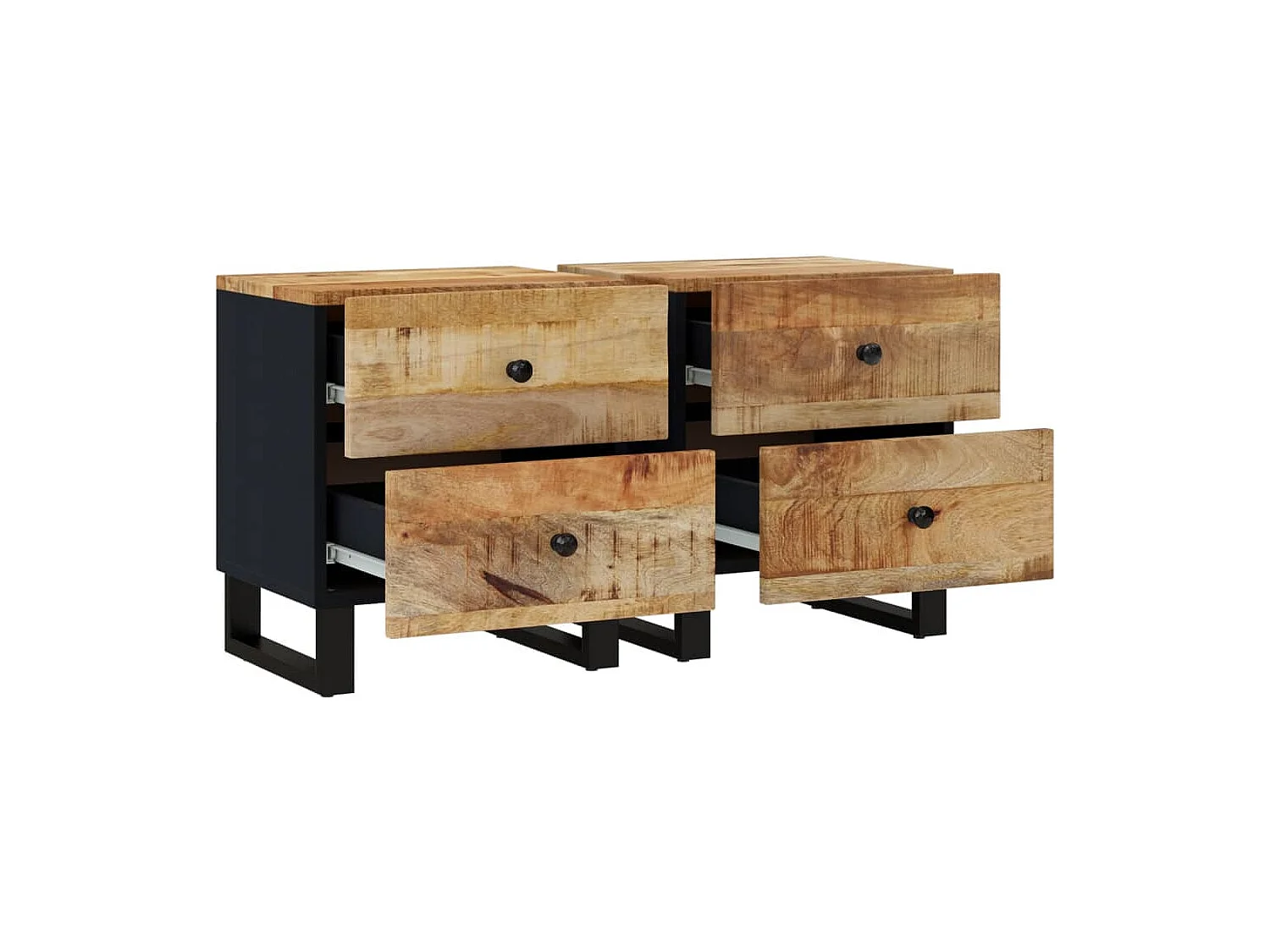 Posio  Comodini 2pz 40x33x46 cm in Legno Massello di Mango