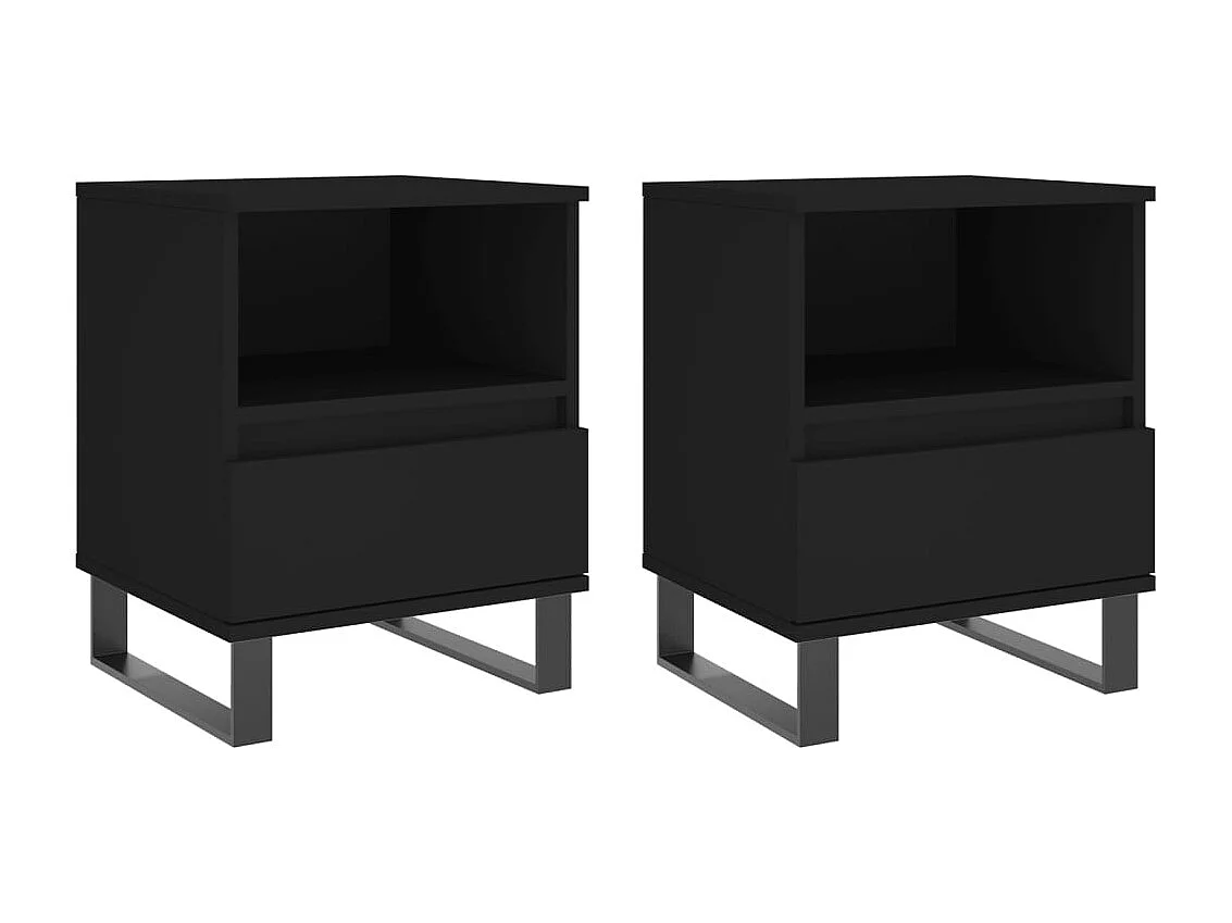 Pau  Tables de chevet 2 pcs noir 40x35x50 cm bois d’ingénierie