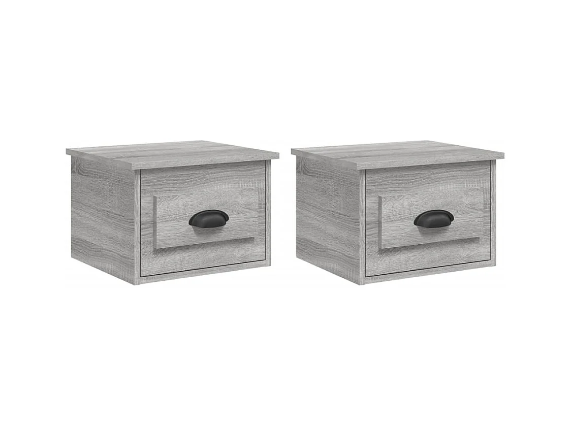 Boven-Leeuwen  Tables de chevet murales 2 pcs sonoma gris 41,5x36x28 cm