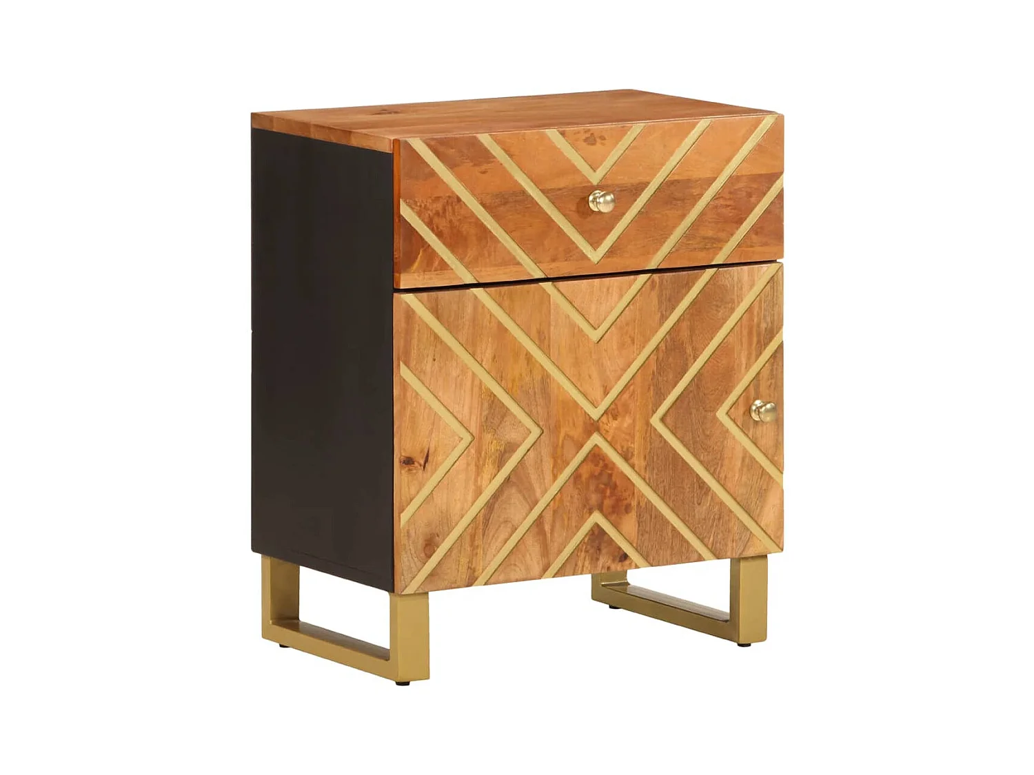 Garden Furniture -  Table de chevet marron et noir 50x33x60 cm bois manguier solide