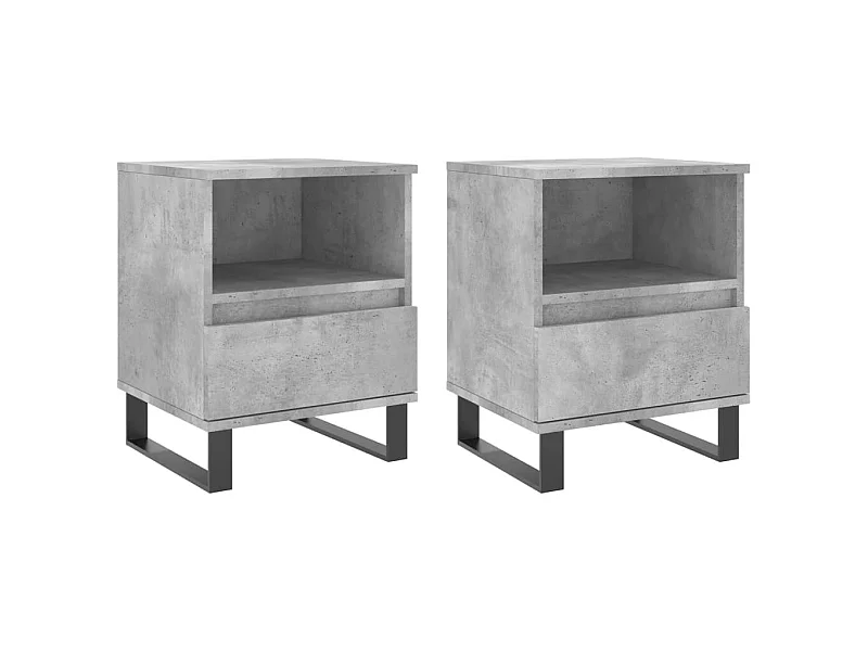 Pau  Tables de chevet 2 pcs gris béton 40x35x50 cm bois d’ingénierie