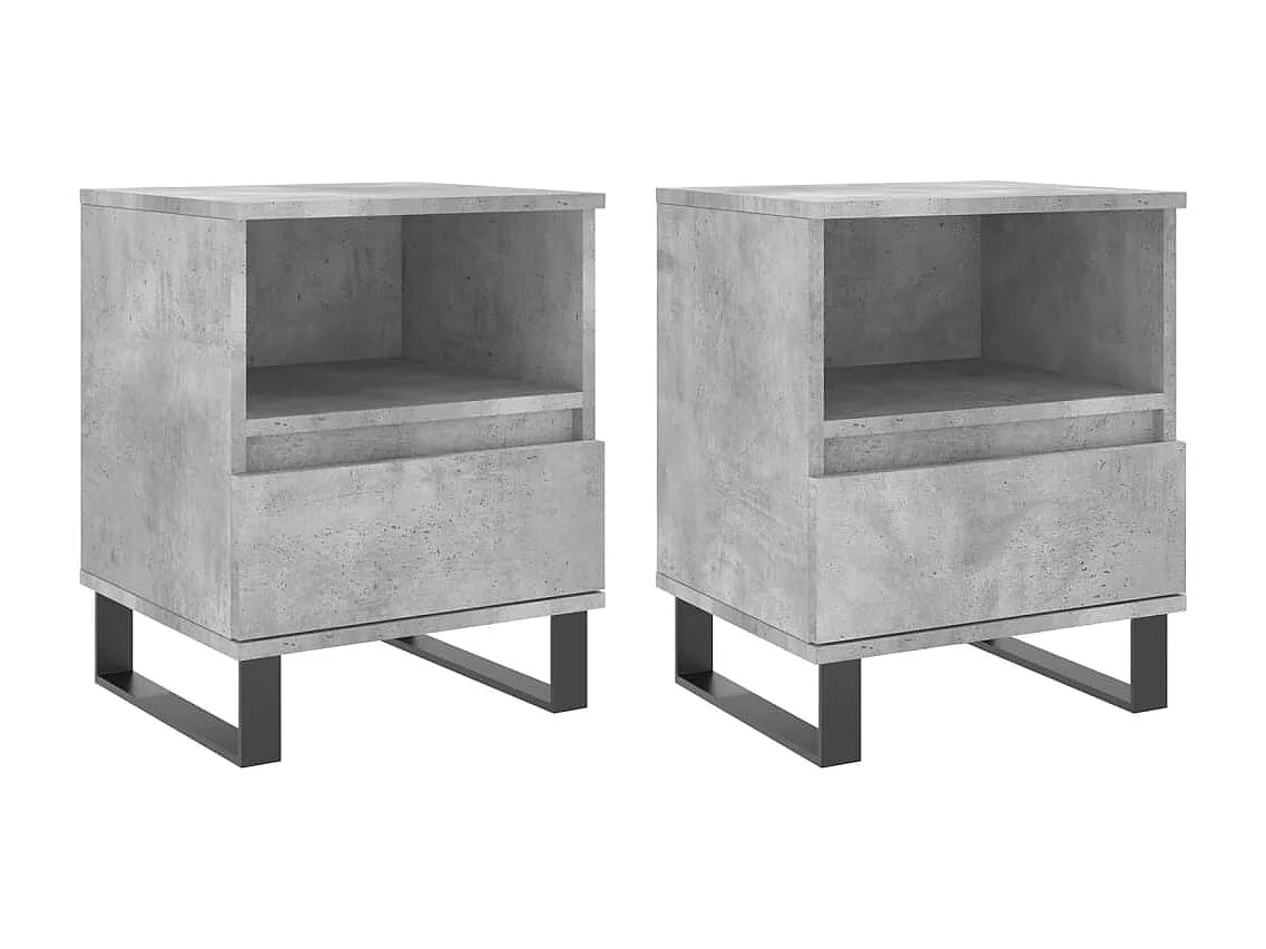 Pau  Nachtkastjes 2 st 40x35x50 cm bewerkt hout betongrijs