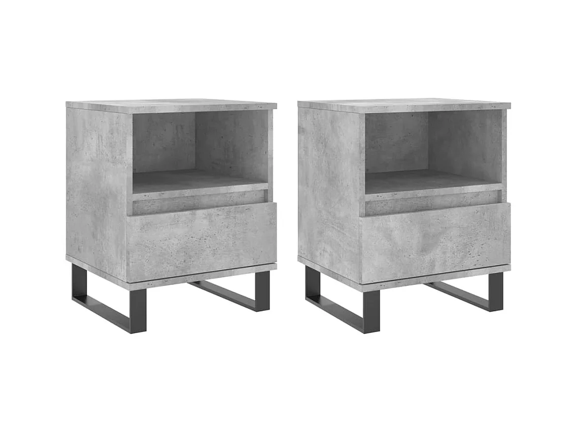 Pau  Nachtkastjes 2 st 40x35x50 cm bewerkt hout betongrijs