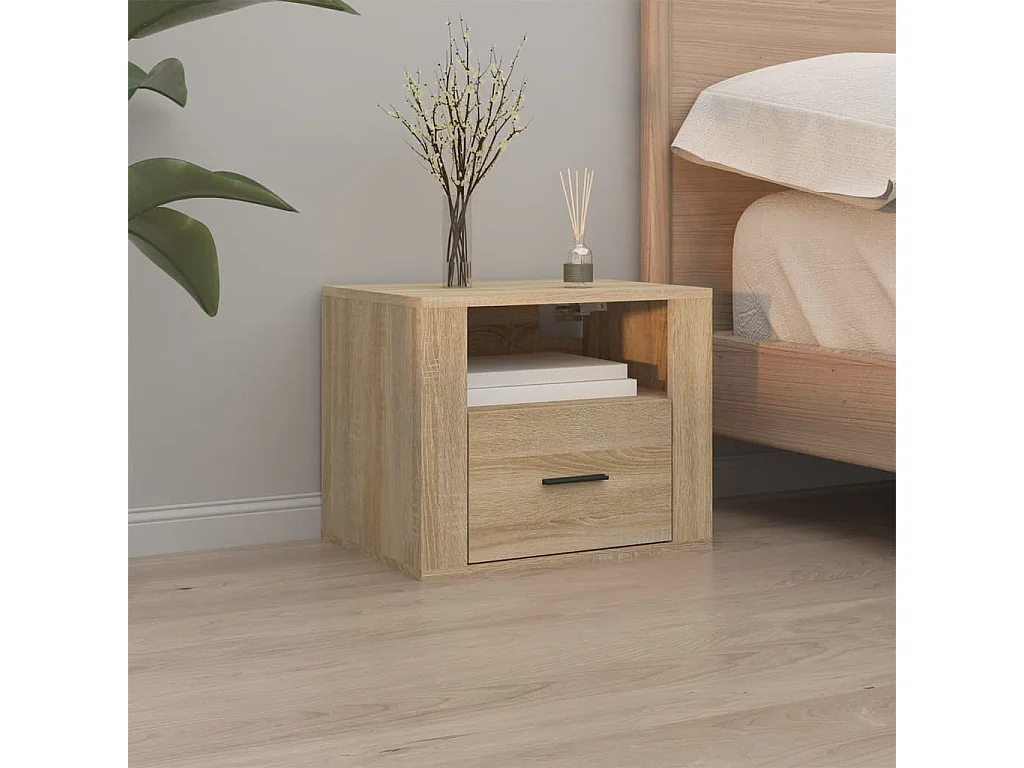 Pyren  Table de chevet murale Chêne sonoma 50x36x40 cm