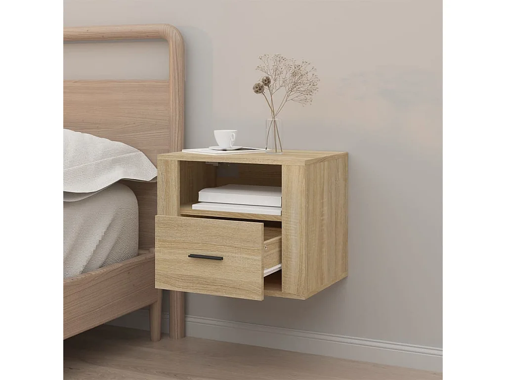 Pyren  Table de chevet murale Chêne sonoma 50x36x40 cm