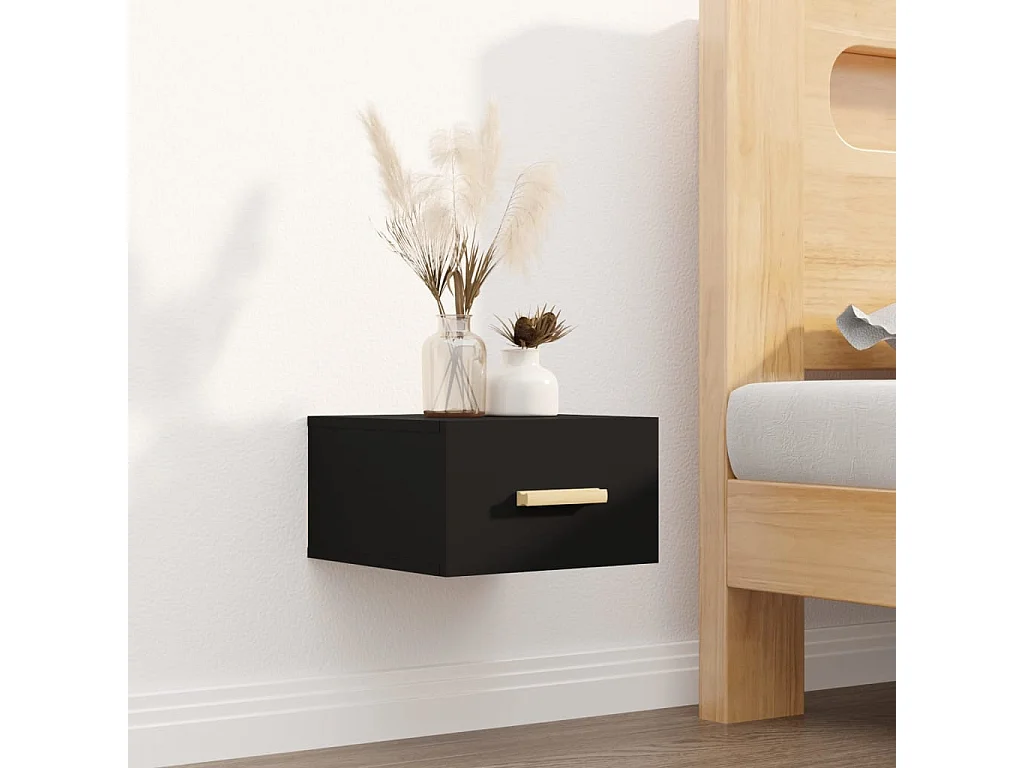 Cody  Table de chevet murale noir 35x35x20 cm