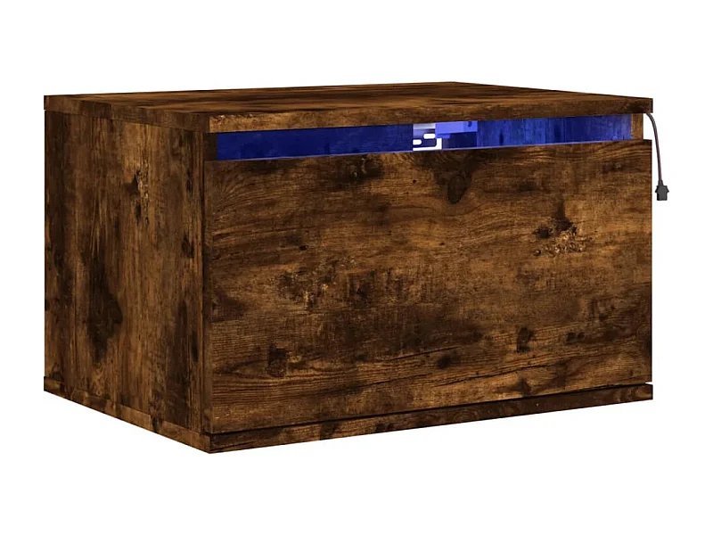Prolenta Premium -  Table de chevet murale avec lumières LED chêne fumé