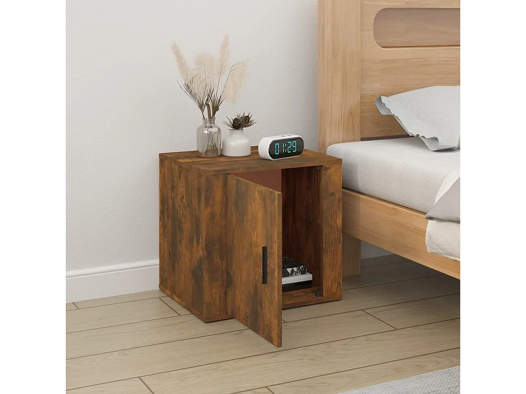 Quinty  Table de chevet Chêne fumé 50x39x47 cm