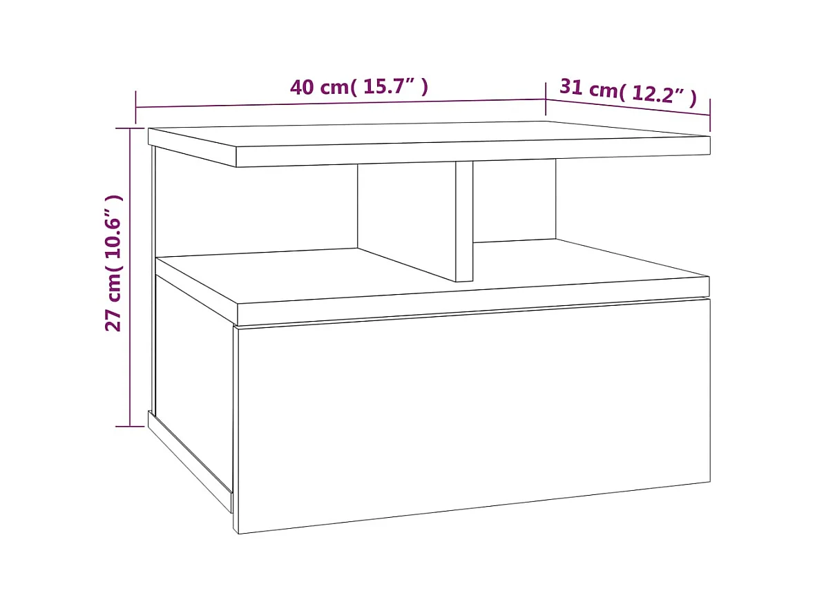 Emmanuelle  Tables de chevet flottantes 2 pcs Sonoma gris 40x31x27 cm