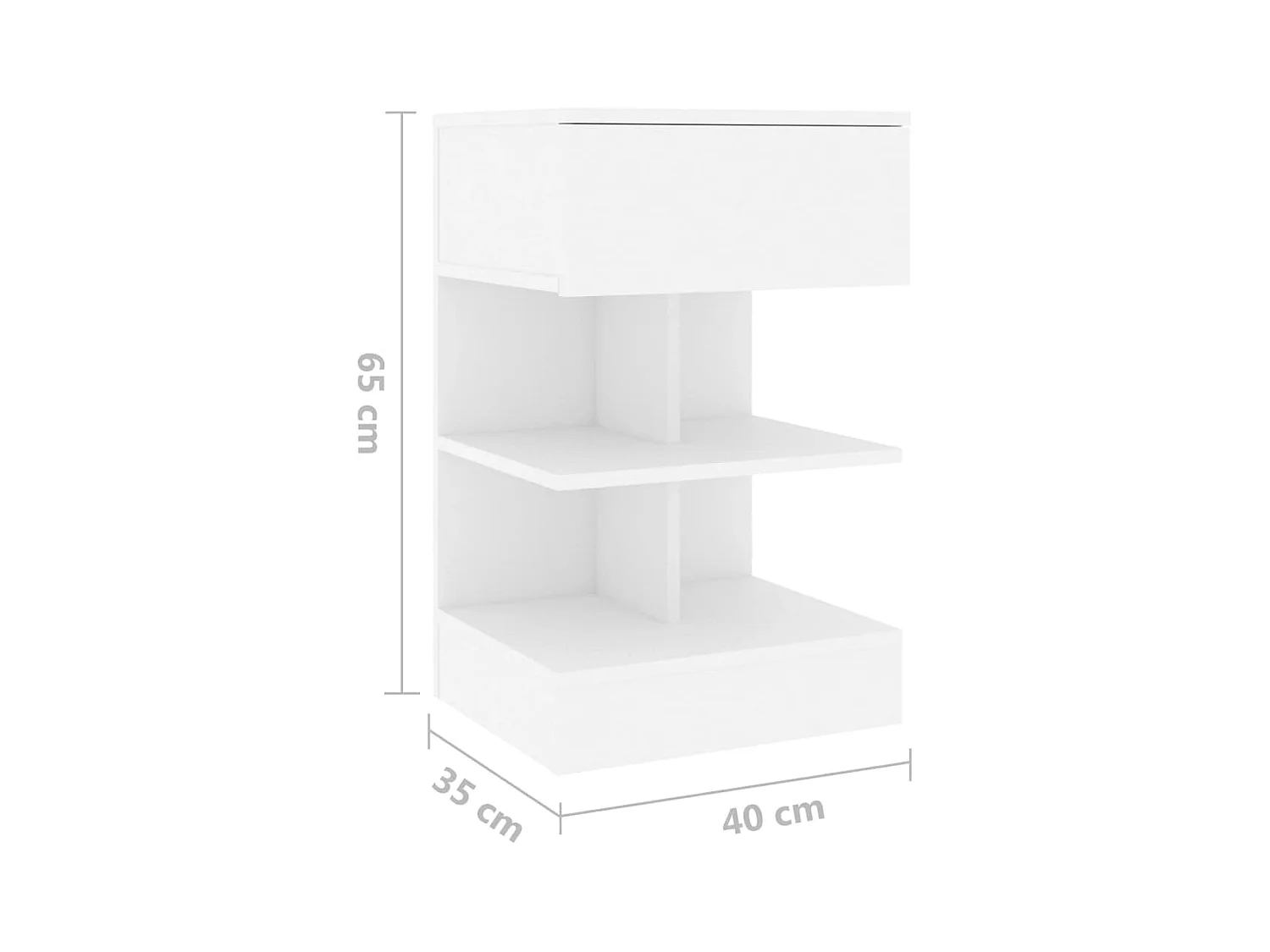Beverly Hills  Comodini Bianc 2 pz 40x35x65 cm in Legno Ingegnerizzato