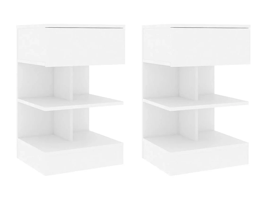 Beverly Hills  Tables de chevet 2 pcs Blanc 40x35x65 cm Bois d’ingénierie