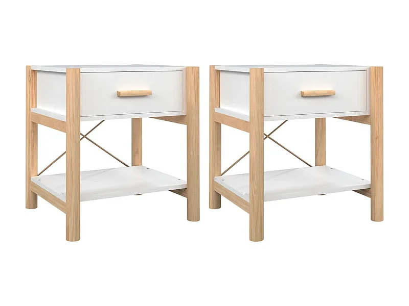 Surprise  Mesitas de noche 2 uds madera contrachapada blanco 42x38x45 cm