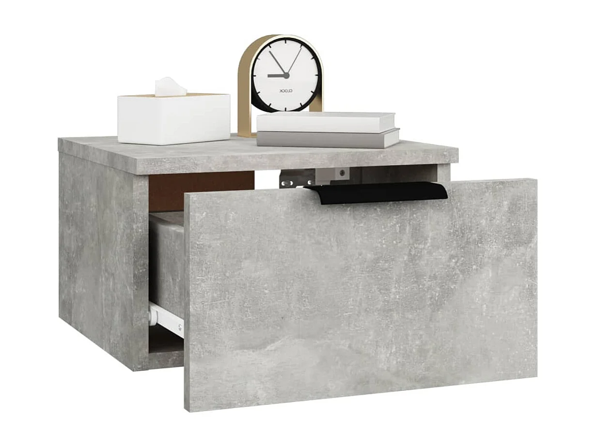 Steve James  Table de chevet murale Gris béton 34x30x20 cm