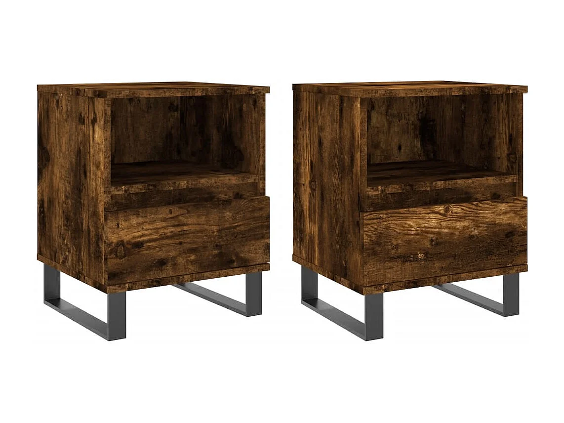 Pau  Tables de chevet 2 pcs chêne fumé 40x35x50 cm bois ingénierie