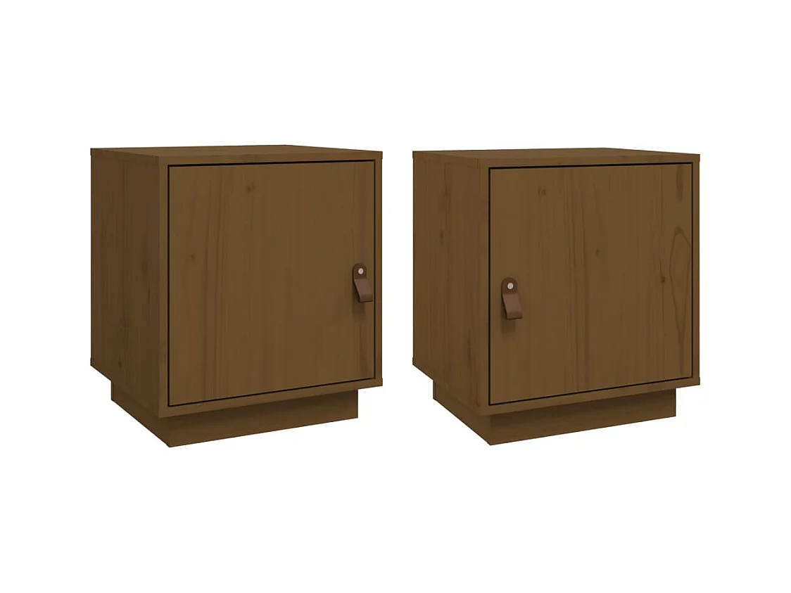 Clark Mills  Tables de chevet 2pcs Marron miel 40x34x45cm Bois de pin massif