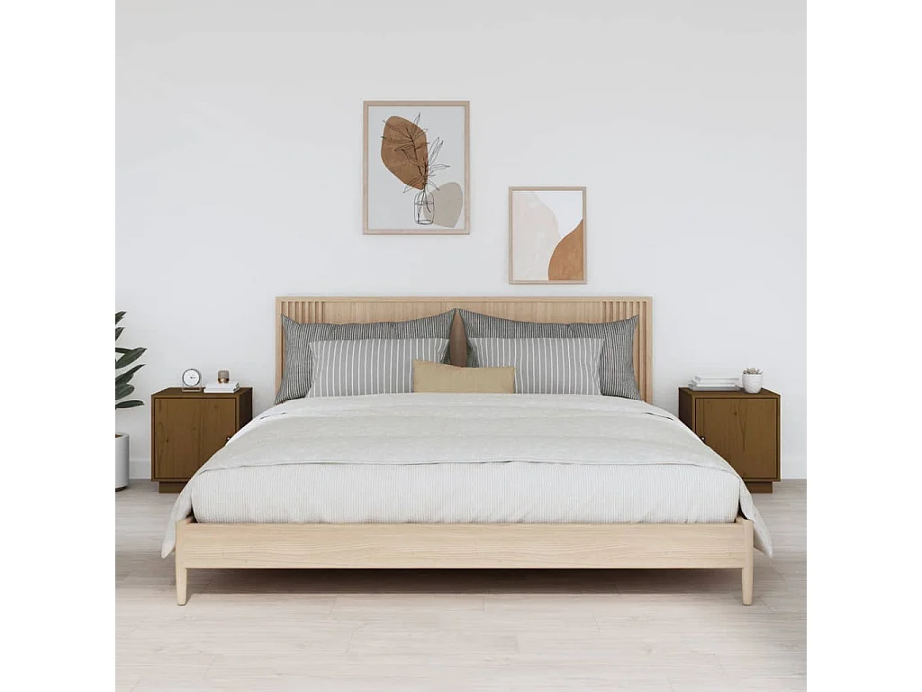 Clark Mills  Nachttische 2 Stk. Honigbraun 40x34x45 cm Massivholz Kiefer