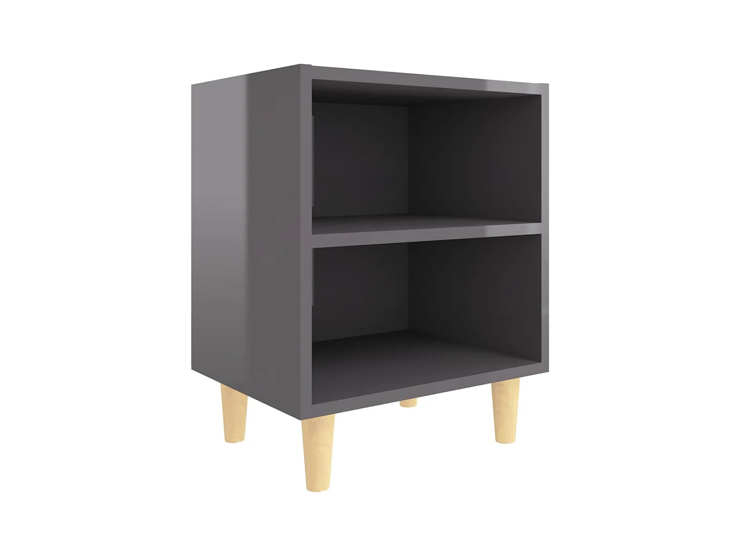 Haugesund  Table de chevet avec pieds en bois Gris brillant 40x30x50 cm