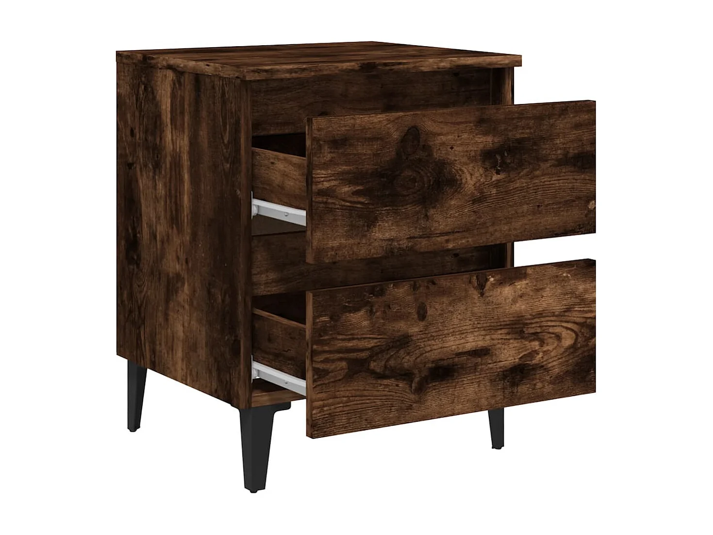 Orvieto  Table de chevet avec pieds en métal Chêne fumé 40x35x50 cm