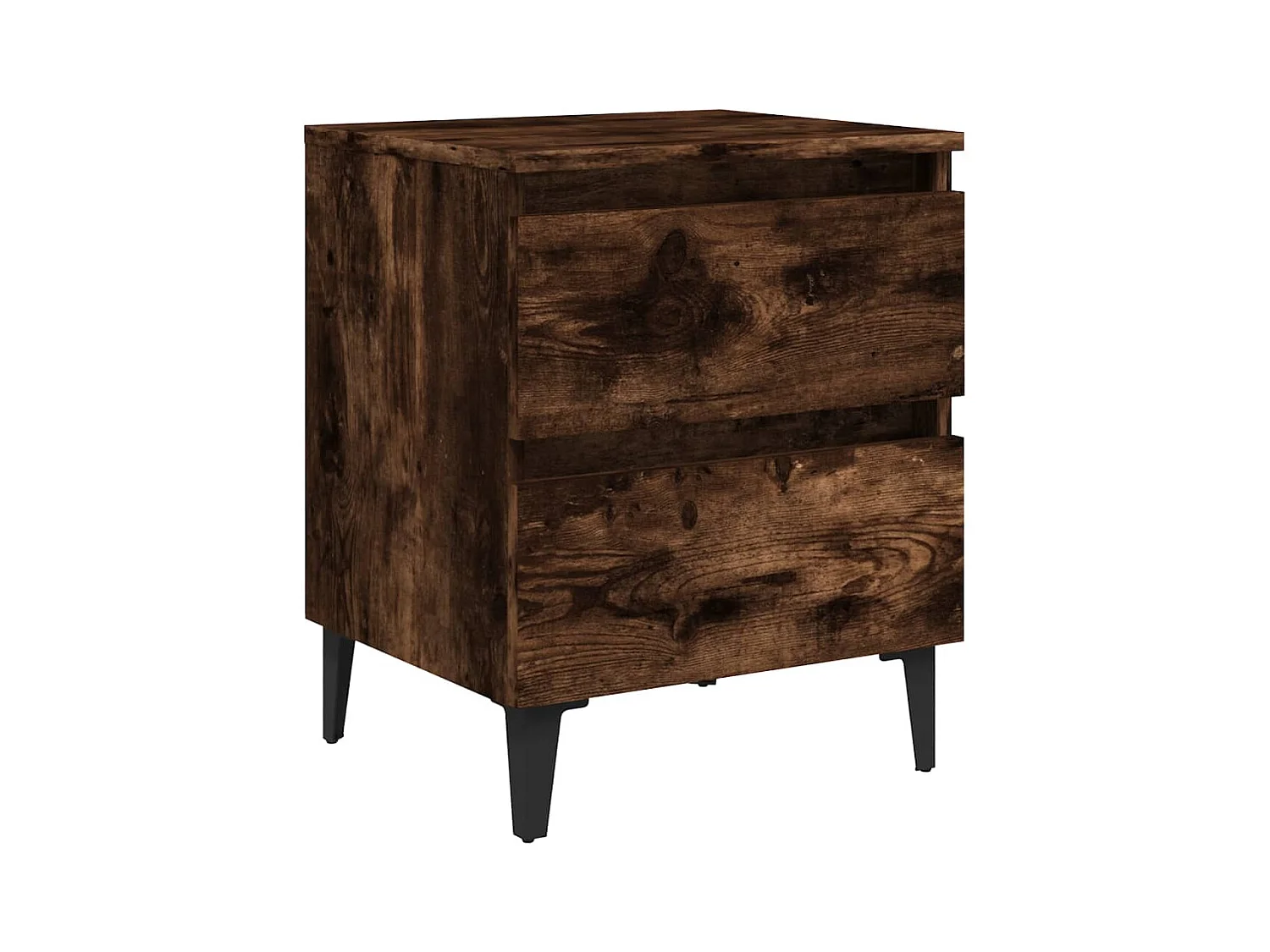 Orvieto  Table de chevet avec pieds en métal Chêne fumé 40x35x50 cm