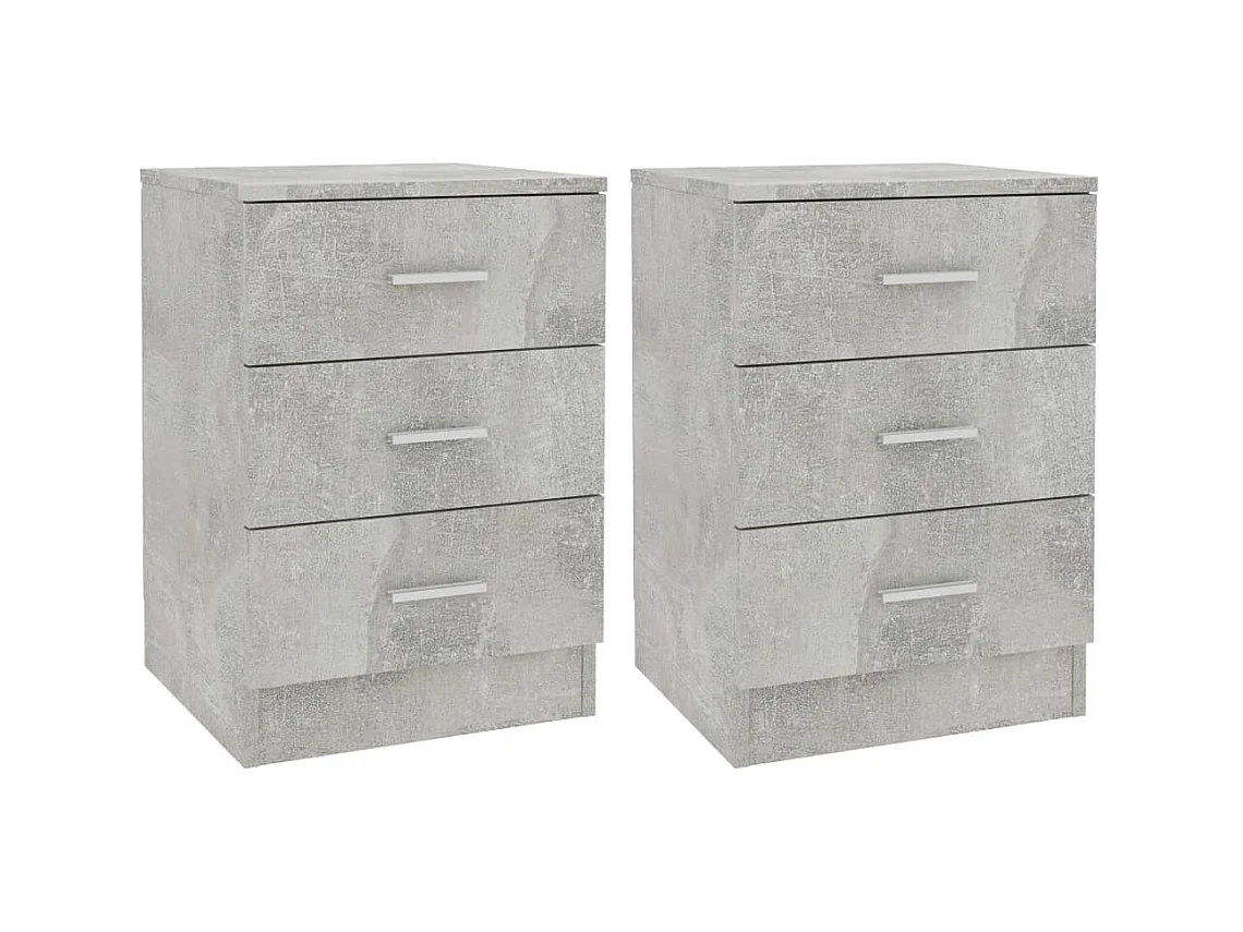 Drumraney  Nachtkastjes 2 st 38x35x56 cm bewerkt hout betongrijs