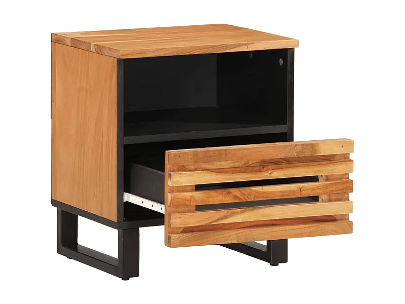 Murdin  Mesita de noche de madera maciza de acacia 40x34x46 cm