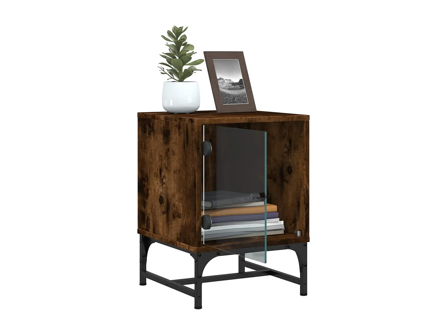 Brussels  Nachttische mit Glastüren 2 Stk. Räuchereiche 35x37x50 cm