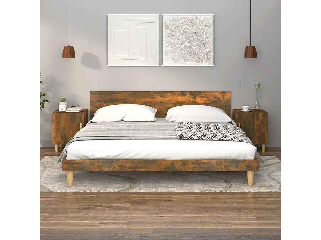 Oupeye  Tables de chevet 2 pcs Chêne fumé Bois d'ingénierie