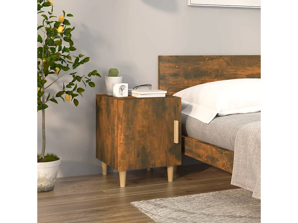 Oupeye  Tables de chevet 2 pcs Chêne fumé Bois d'ingénierie