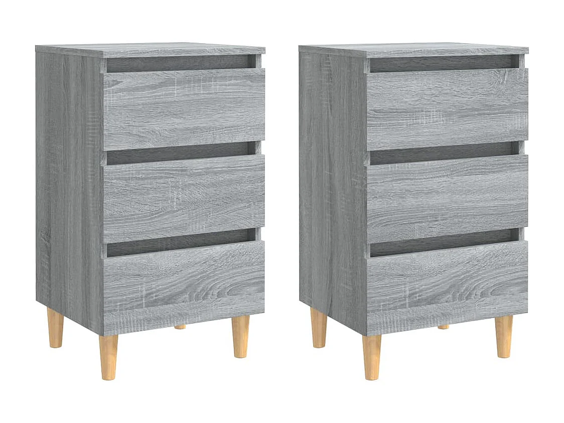 Kendallville  Tables de chevet pieds en bois 2 pcs Sonoma gris 40x35x69 cm