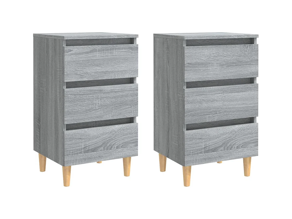 Kendallville  Nachtkastjes 2 st met houten poten 40x35x69 cm grijs sonoma
