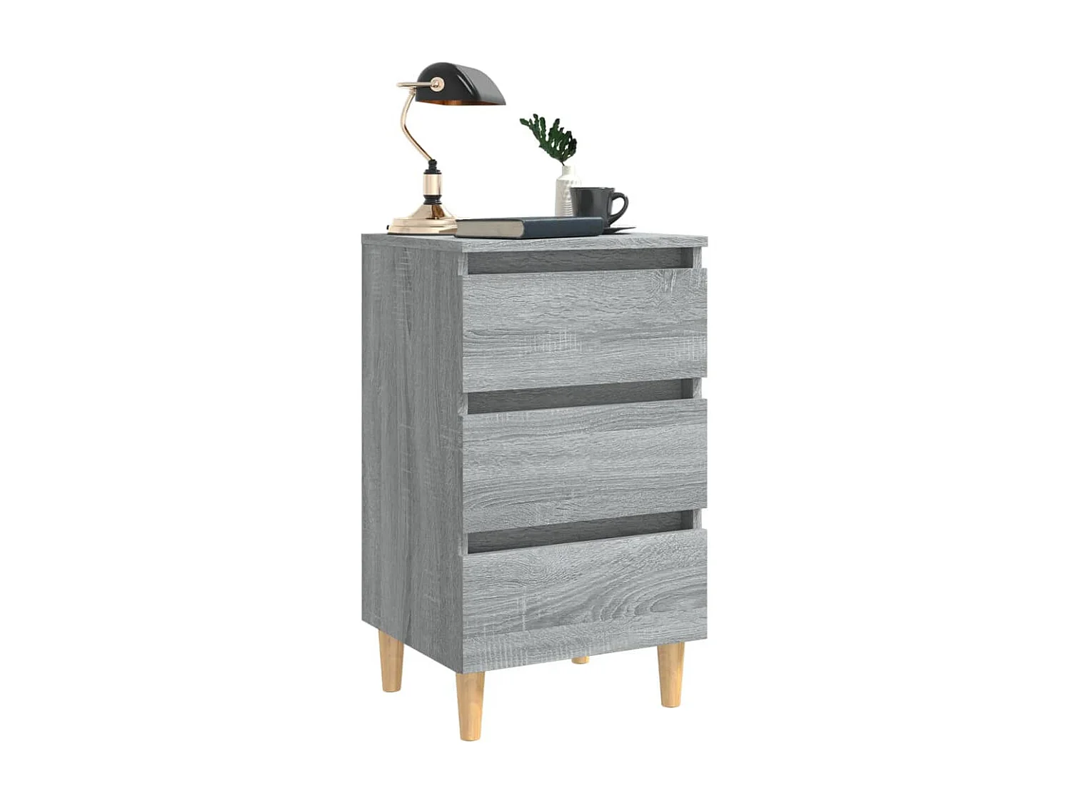 Kendallville  Tables de chevet pieds en bois 2 pcs Sonoma gris 40x35x69 cm