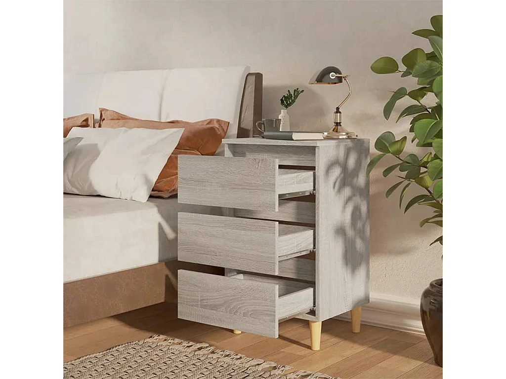 Kendallville  Tables de chevet pieds en bois 2 pcs Sonoma gris 40x35x69 cm