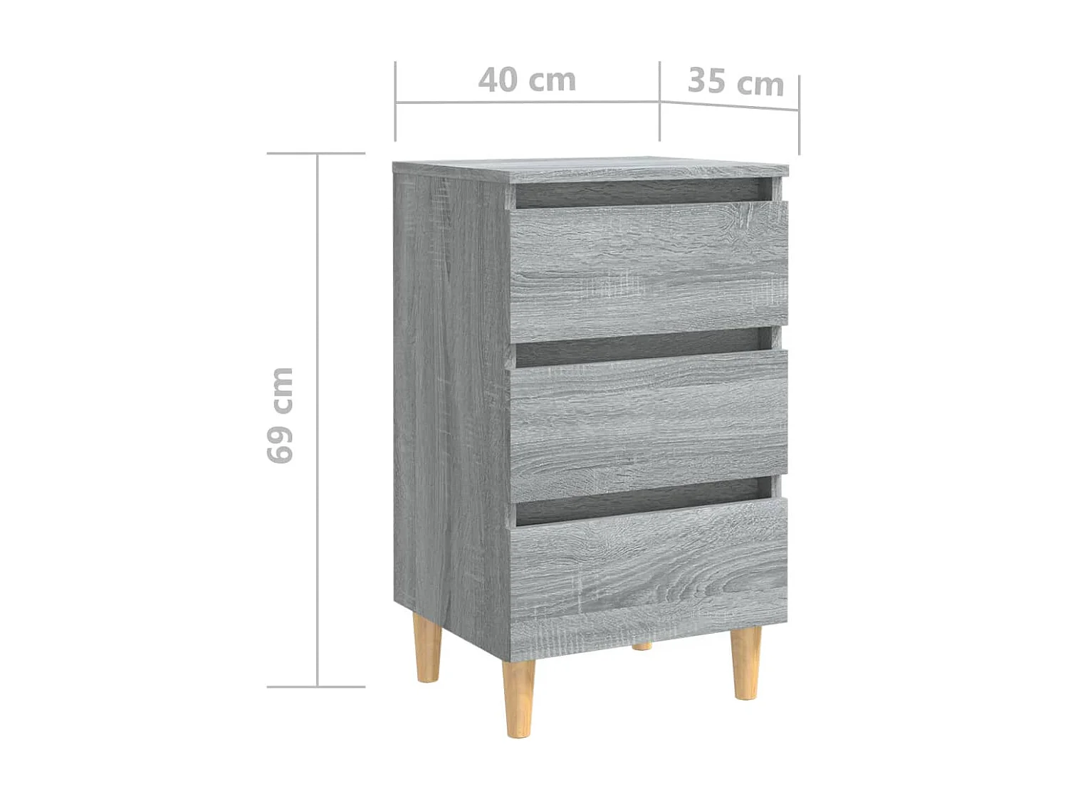 Kendallville  Tables de chevet pieds en bois 2 pcs Sonoma gris 40x35x69 cm