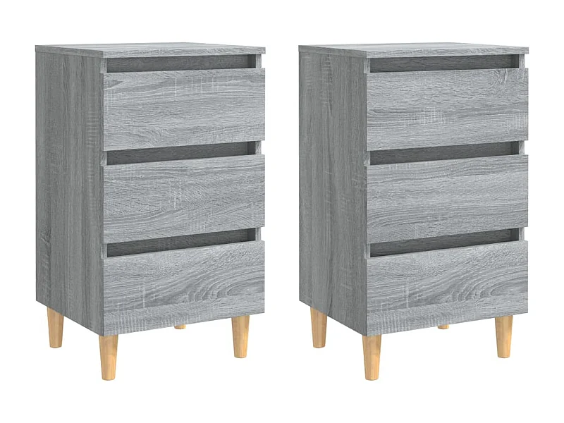 Kendallville  Nachttische mit Massivholz-Beinen 2 Stk. Grau Sonoma 40x35x69cm