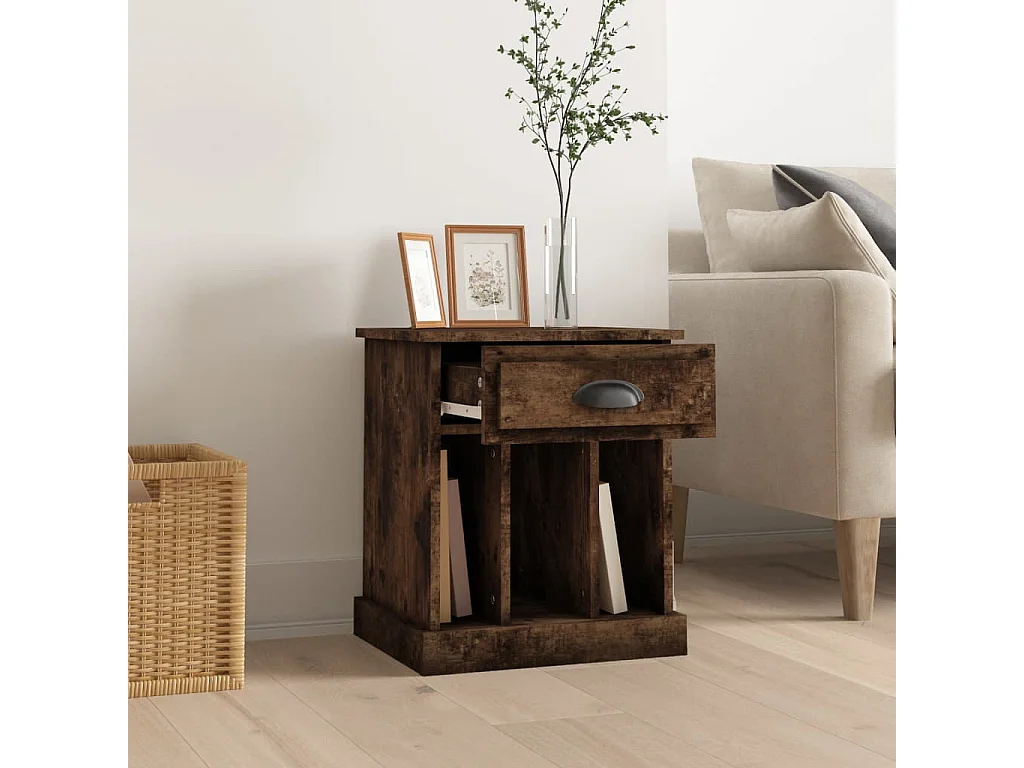 Verónica Paz  Table de chevet chêne fumé 43x36x50 cm