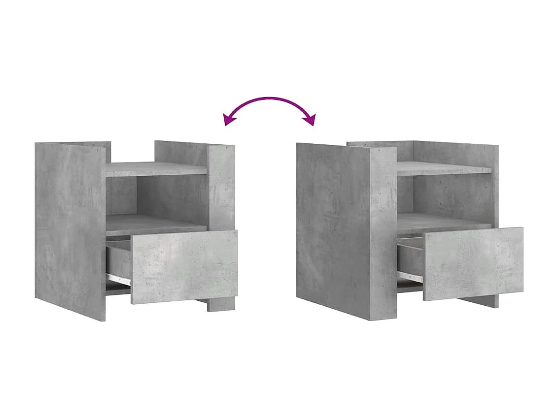 Chesnee  Table de chevet gris béton 45x50x50 cm bois d’ingénierie