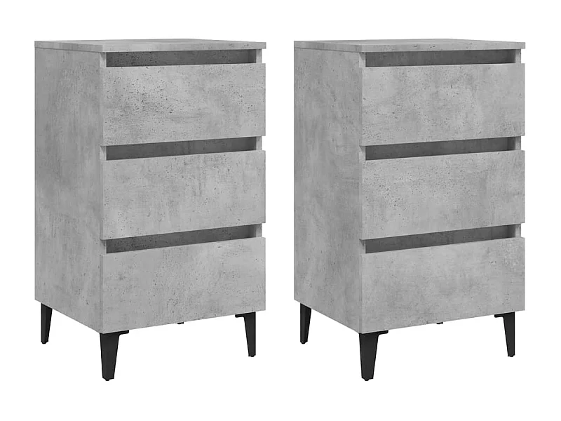 Artan  Comodini con Gambe in Metallo 2pz Grigio Cemento 40x35x69 cm