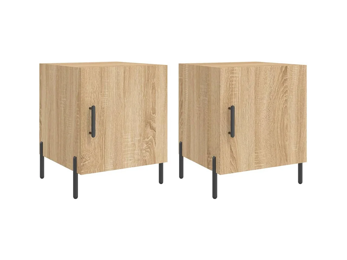 Sulva  Nachtkastjes 2 st 40x40x50 cm bewerkt hout sonoma eikenkleurig