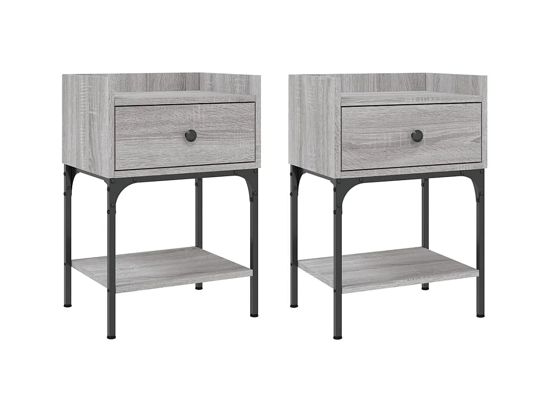 Charlie  Nachtkastjes 2 st 40,5x31x60 cm bewerkt hout grijs sonoma eiken