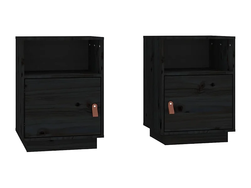 Soisy-sous-Montmorency  Mesitas de noche 2 uds madera maciza de pino negro 40x34x55 cm