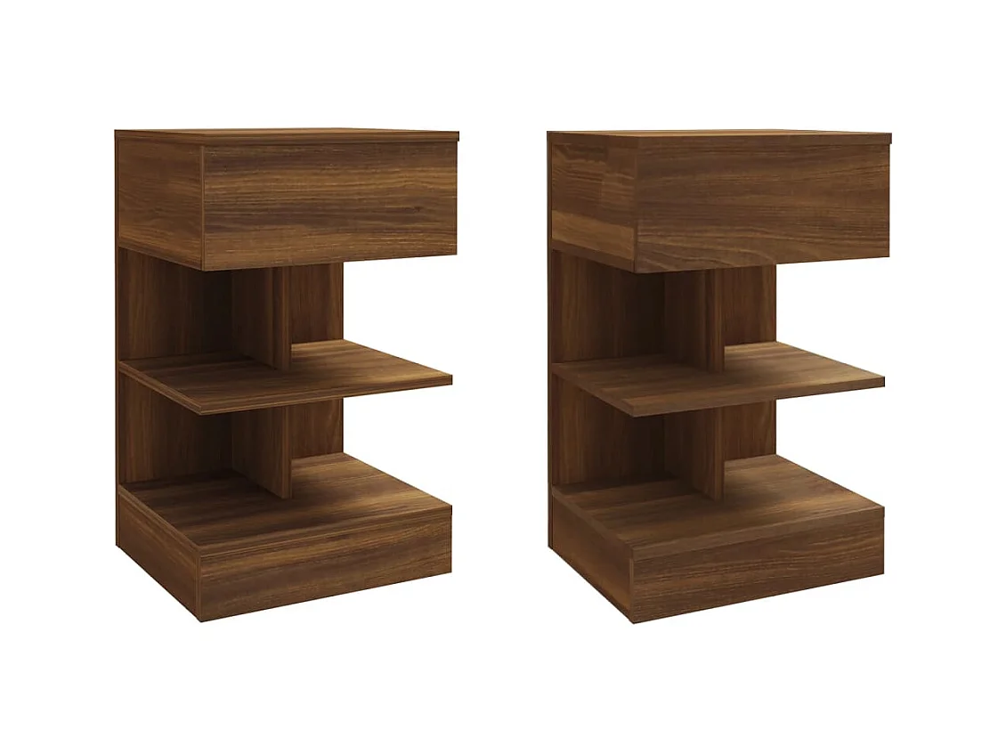 Beverly Hills  Tables de chevet 2pcs Chêne marron 40x35x65cm Bois d'ingénierie