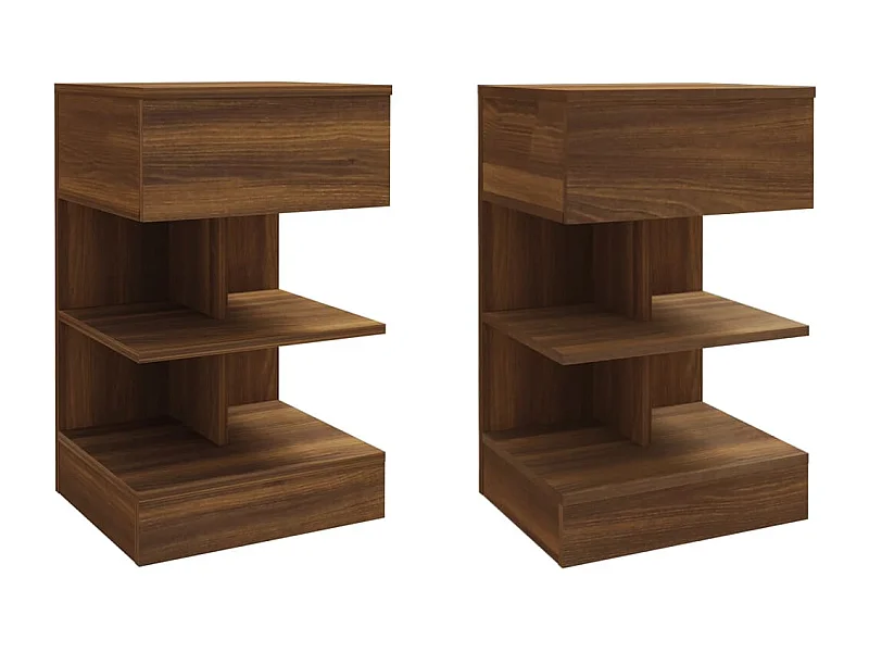 Beverly Hills  Nachttische 2 Stk. Braun Eichen-Optik 40x35x65 cm Holzwerkstoff