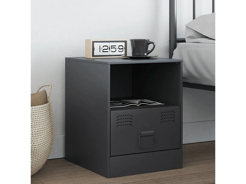 Elthor  Table de chevet anthracite 34,5x39x44 cm acier